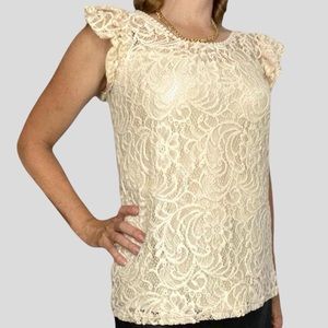 Y2k XXI off white lace blouse